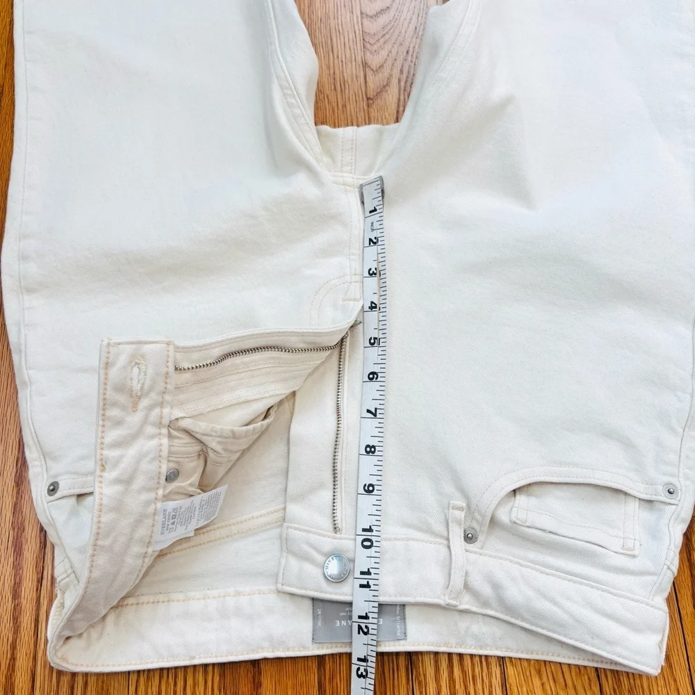 Everlane The Curvy Cheeky Off White Organic Cotton High Rise Crop Jeans size 28